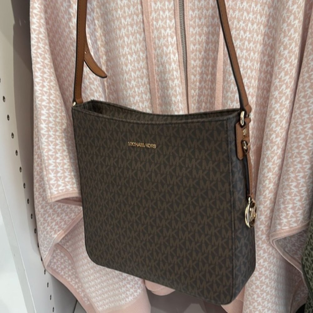 Michael Kors Jet Set Travel Large Messenger Crossbody Bag Brown - Picture 16 of 16